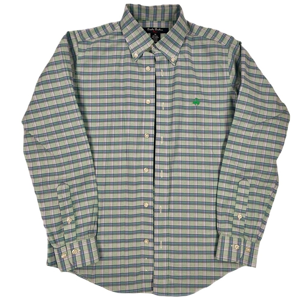 Boys NWOT Brooks Brothers Button Down Plaid Shirt Made from Supima Cotton Medium